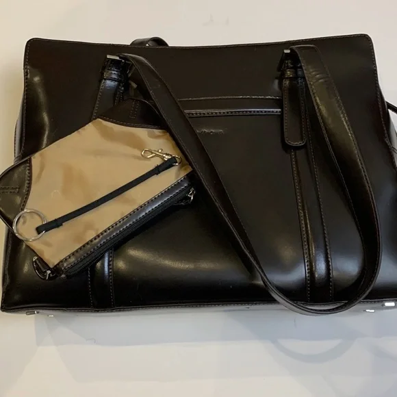 Franklin Covey Brown Leather Laptop Tablet Briefcase - Picture 11 of 16